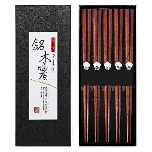 2 Pairs Japanese Wood Hexagon Chopsticks Set Chinese Chopsticks Reusable Food